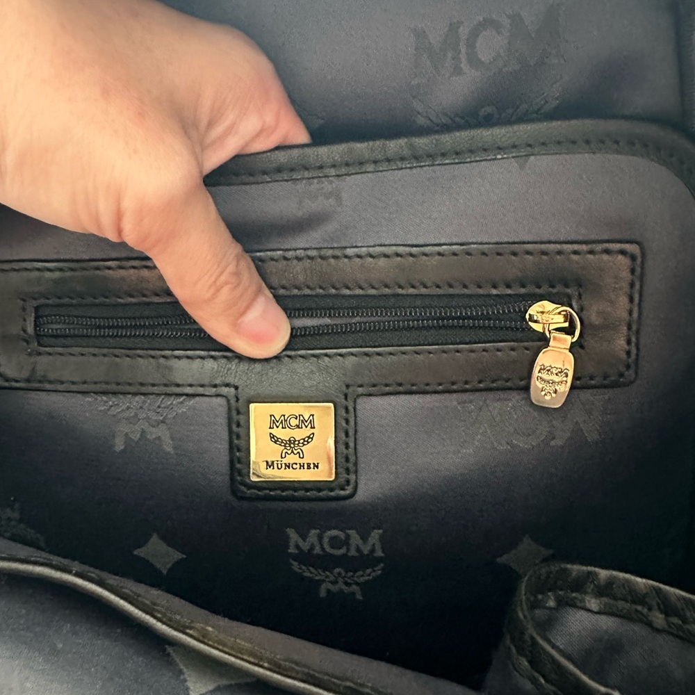 Authentic MCM Black Backpack with Gold Studs - Picture 3 of 17
